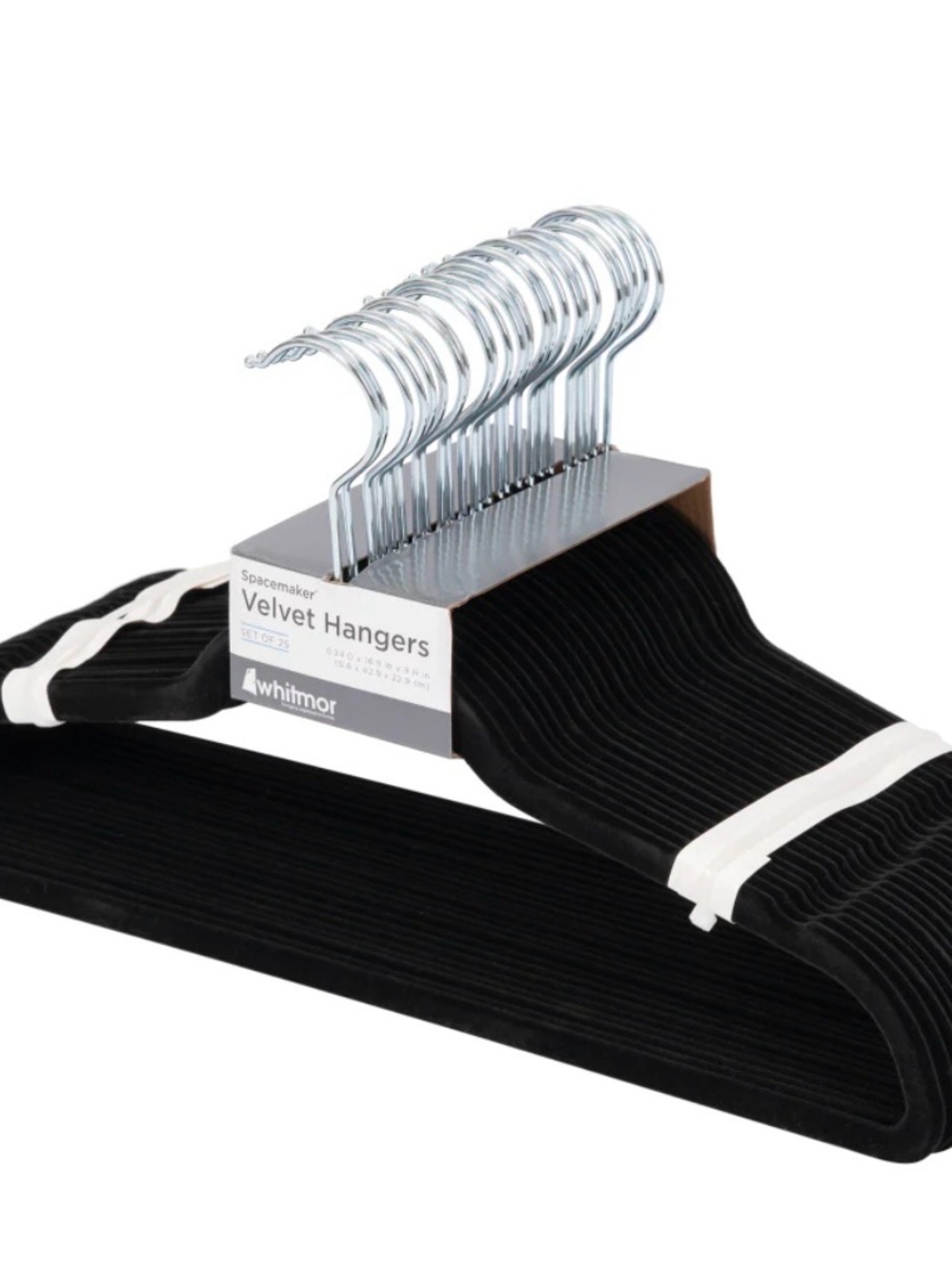 NEW Whitmor Spacemaker Black Velvet Hangers - 25 Count